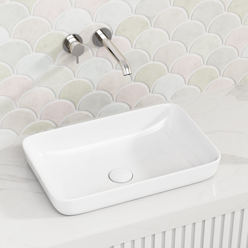 515X340X155Mm Rectangle Matt White Inset Ceramic Basin Basins