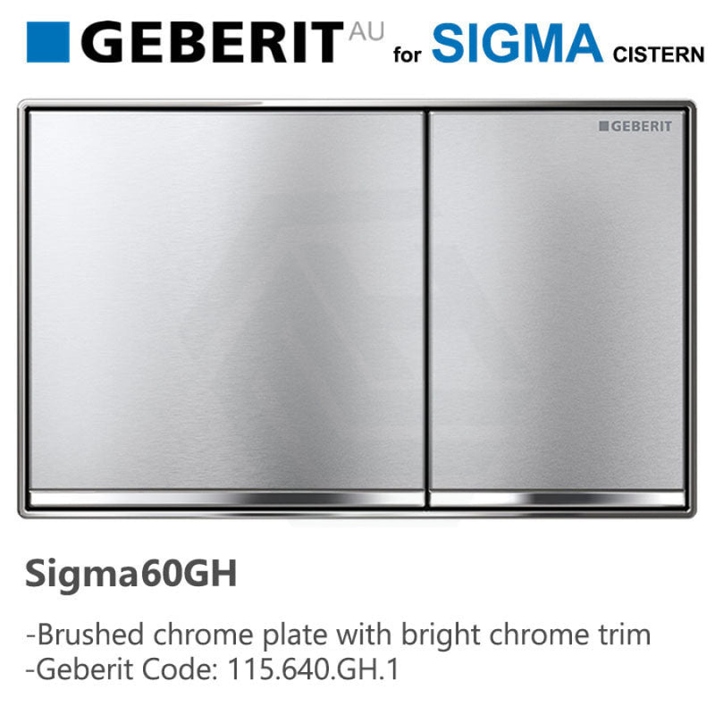 Geberit Sigma60Gh Bright Chrome Trim & Frame Brushed Button For Concealed Cistern 115.640.Gh.1