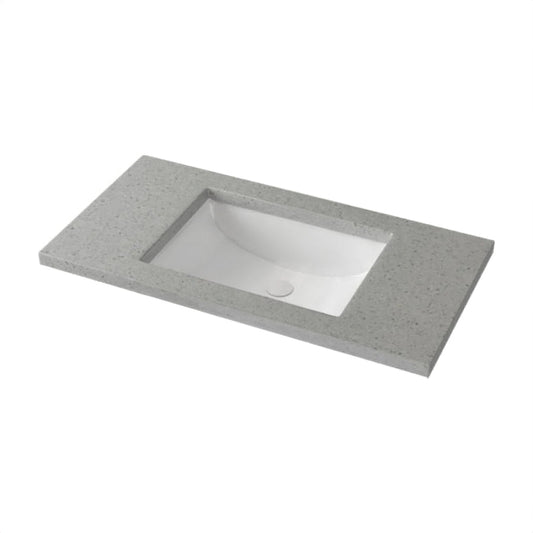 20Mm Thick Grey With Speckles Stone Top Single/Double Undermount Basins 600 750 900 1200 1500Mm