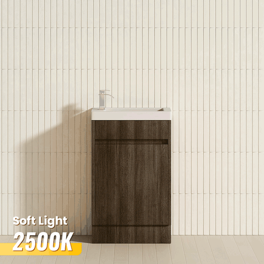 500x250x940mm PVC Filmed Floor Mini Bathroom Vanity Dark Grey Cabinet Ceramic Top Kickboard Freestanding