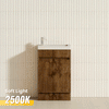 500x250x940mm Mini Bathroom Vanity Dark Oak Wood Grain Cabinet Ceramic Top Kickboard Freestanding PVC Filmed