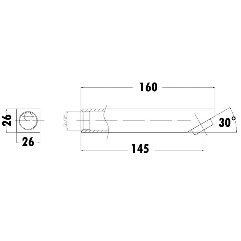 Yale Chrome Brass Square Bath Spout Wall Spouts