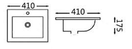 410X410X175Mm Inset Ceramic Basin Gloss White Square Tap Hole