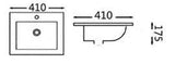 410X410X175Mm Inset Ceramic Basin Gloss White Square Tap Hole