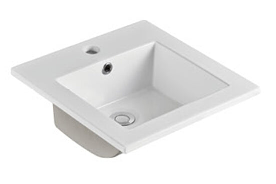 410X410X175Mm Inset Ceramic Basin Gloss White Square Tap Hole