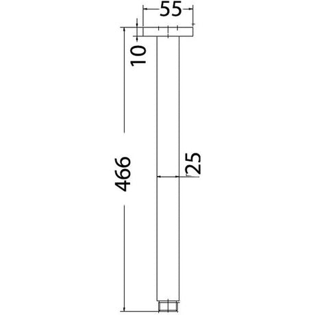 100/500Mm Square Vertical Shower Arm Chrome 450Mm Arms