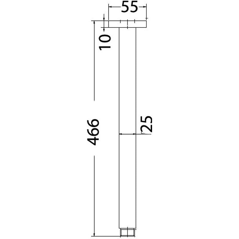 100/500Mm Square Vertical Shower Arm Chrome 450Mm Arms