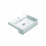 505X420X130Mm Rectangle Gloss White Semi Recessed Ceramic Basin Semi-Recessed Basins