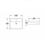 505X420X130Mm Rectangle Gloss White Semi Recessed Ceramic Basin Semi-Recessed Basins