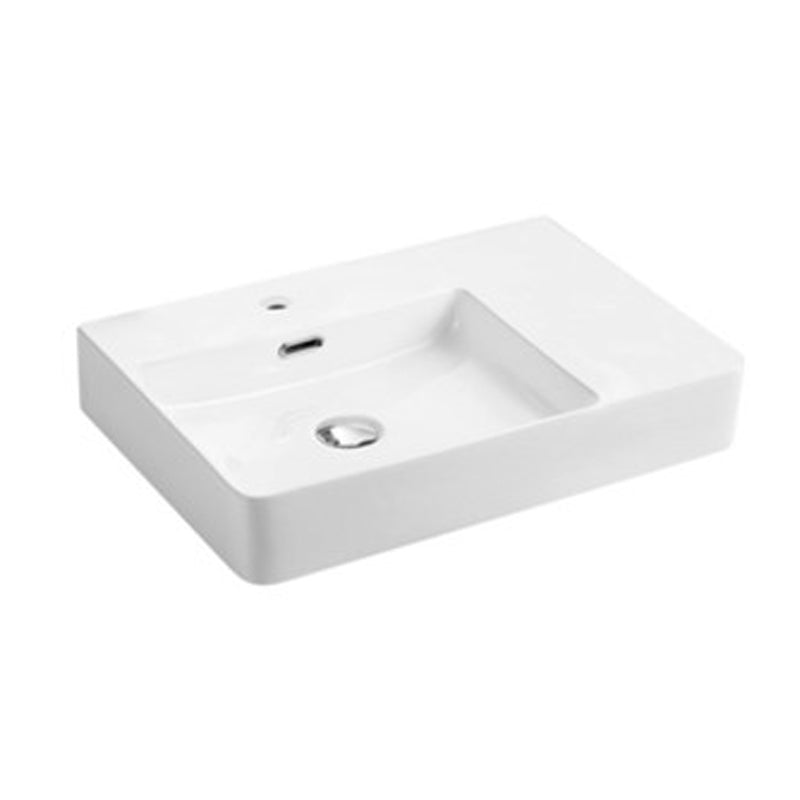 600X420X120Mm Above Counter/wall-Hung Rectangle White Ceramic Basin Left / Right Hand Bowl One Tap