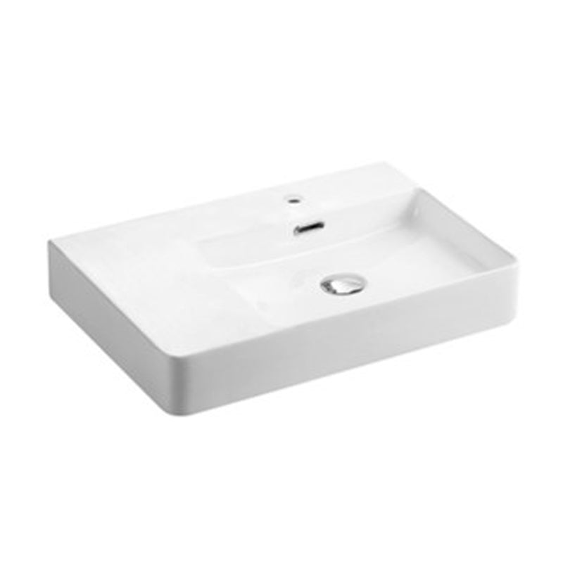 600X420X120Mm Above Counter/wall-Hung Rectangle White Ceramic Basin Left / Right Hand Bowl One Tap