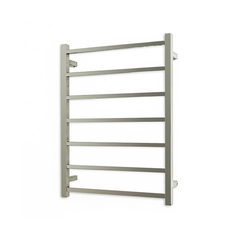 N#5(Nickel) Radiant Brushed Nickel Heated Square Ladder Towel Rail 600 X 800Mm 7 Bars Bottom Left