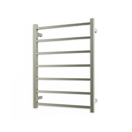 N#5(Nickel) Radiant Brushed Nickel Heated Square Ladder Towel Rail 600 X 800Mm 7 Bars Bottom Left