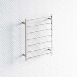 N#1(Nickel) Radiant Brushed Nickel Heated Square Ladder Towel Rail 600 X 800Mm 7 Bars Rails