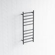 Radiant Matt Black Heated Round Ladder Towel Rail 430 X 1100Mm 10 Bars Rails