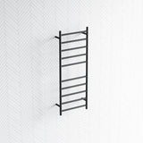 Radiant Matt Black Heated Round Ladder Towel Rail 430 X 1100Mm 10 Bars Rails