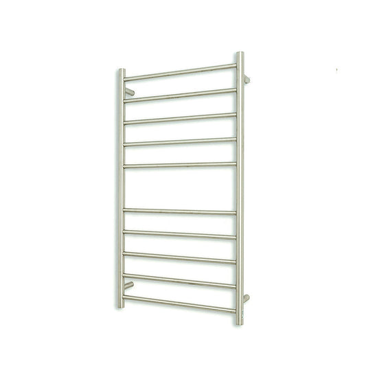 Radiant Brushed Satin Heated Round Ladder Towel Rail 600 X 1100Mm 10 Bars Rails