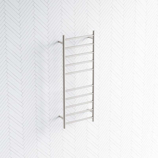 Radiant Brushed Satin Heated Round Ladder Towel Rail 430 X 1100Mm 10 Bars Rails