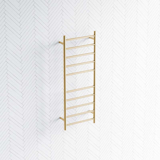 G#1(Gold) Radiant Brushed Gold Heated Round Ladder Towel Rail 430 X 1100Mm 10 Bars Rails