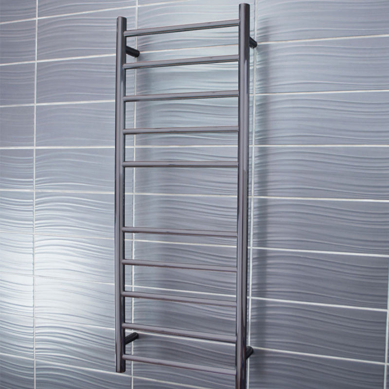 Radiant Gun Metal Grey Heated Round Ladder Towel Rail 430 X 1100Mm 10 Bars Rails