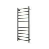 Radiant Gun Metal Grey Heated Round Ladder Towel Rail 430 X 1100Mm 10 Bars Bottom Left Rails