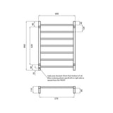 Radiant Brushed Satin Heated Square Ladder Towel Rail 600 X 800Mm 7 Bars Rails