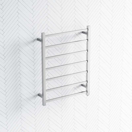 Radiant Mirror Polished Heated Square Ladder Towel Rail 600 X 800Mm 7 Bars Rails