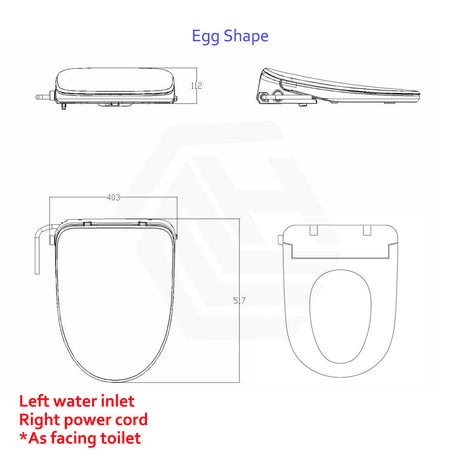 517X403X112Mm Jomoo Smart Electric Bidet Seat With Instant Heating & Air Dryer For Toilet Egg Shape