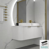 Rio 600/750/900/1200/1500Mm Bathroom Linear Surface Corner Vanity Wall Hung Plywood White With Stone