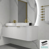 Rio 600/750/900/1200/1500Mm Bathroom Linear Surface Corner Vanity Wall Hung Plywood White With Stone