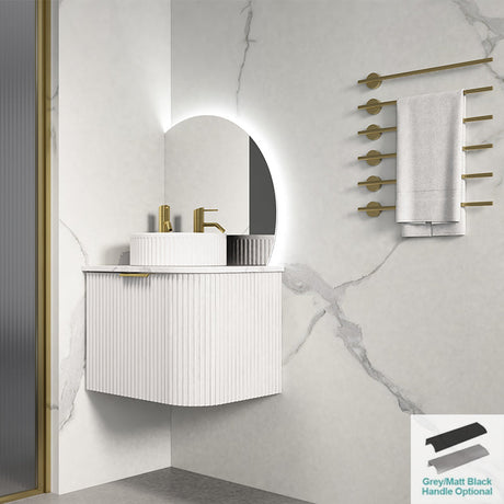 Rio 600/750/900/1200/1500Mm Bathroom Linear Surface Corner Vanity Wall Hung Plywood White With Stone