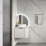 Rio 600/750/900/1200/1500Mm Bathroom Linear Surface Corner Vanity Wall Hung Plywood White With Stone