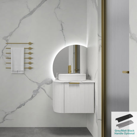 Rio 600/750/900/1200/1500Mm Bathroom Linear Surface Corner Vanity Wall Hung Plywood White With Stone