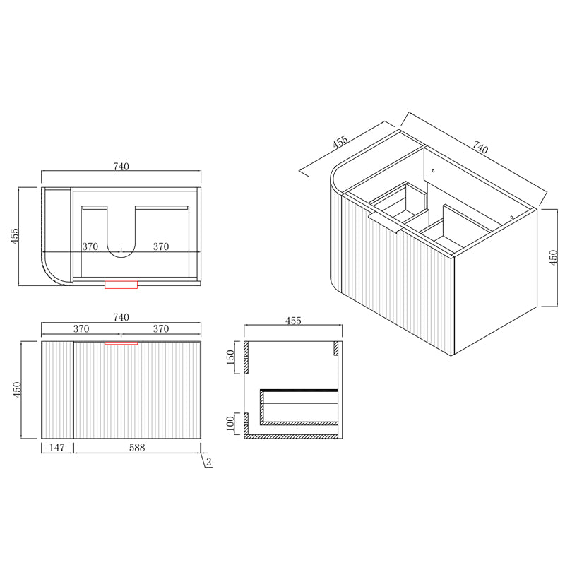 Rio 600/750/900/1200/1500Mm Bathroom Linear Surface Corner Vanity Wall Hung Plywood White With Stone