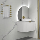 Rio 600/750/900/1200/1500Mm Bathroom Linear Surface Corner Vanity Wall Hung Plywood White With Stone