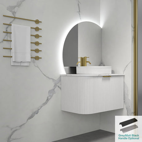 Rio 600/750/900/1200/1500Mm Bathroom Linear Surface Corner Vanity Wall Hung Plywood White With Stone