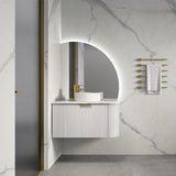 Rio 600/750/900/1200/1500Mm Bathroom Linear Surface Corner Vanity Wall Hung Plywood White With Stone