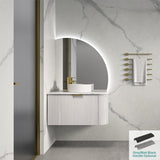 Rio 600/750/900/1200/1500Mm Bathroom Linear Surface Corner Vanity Wall Hung Plywood White With Stone