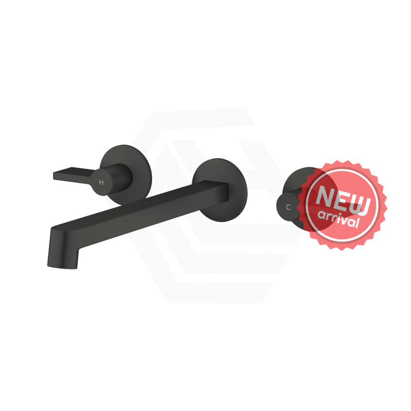 Kohler Components™ Matt Black Wall Mount Lever Handles With Row Basin Spout Bath/Basin Tap Sets