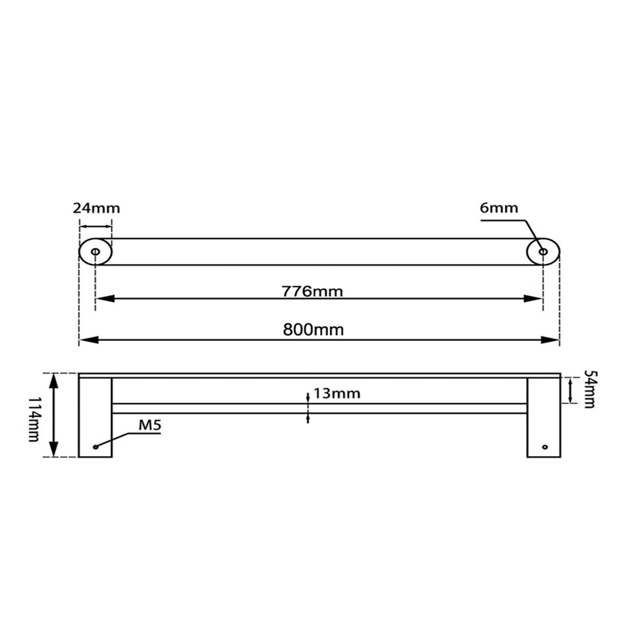 Norico Esperia Chrome & Matt Black Double Towel Rail 600/800Mm Stainless Steel 304 Wall Mounted