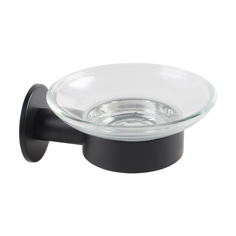 Soap Dish Holder Glass Self Adhesive Matt Black