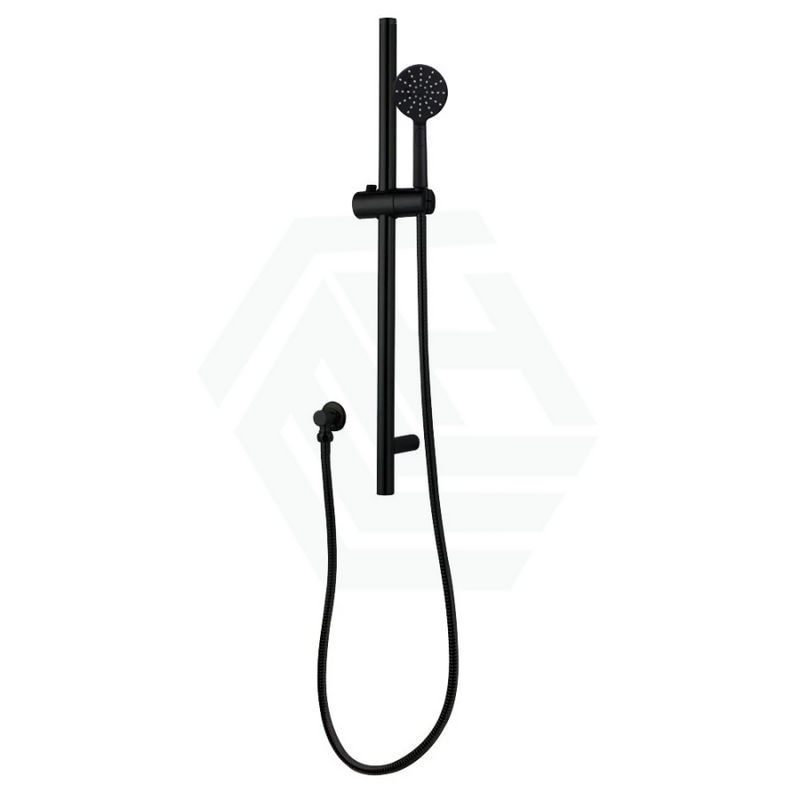 Norico Pentro Matt Black Round Handheld Shower Rail Set With