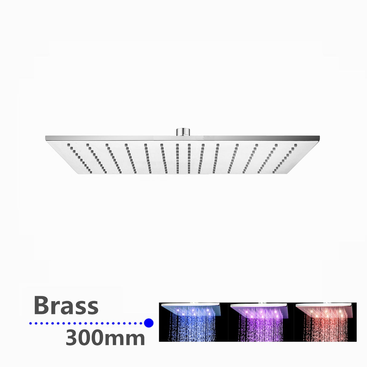 300Mm 12 Inch Solid Brass Square Chrome Led Rainfall Shower Head