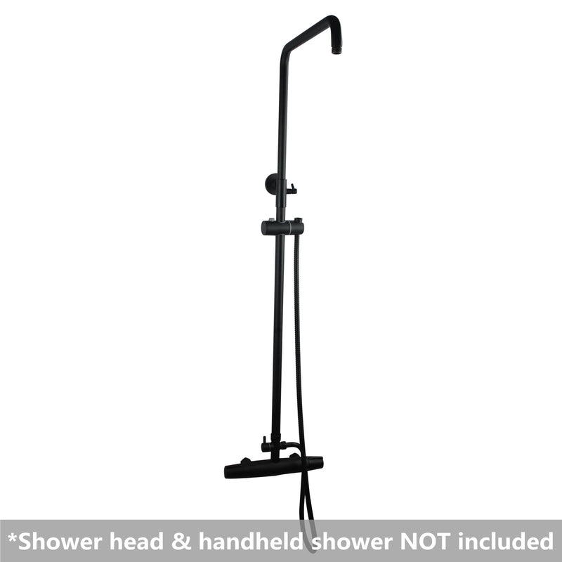 Twin Shower Rail Round Bottom Water Inlet Matt Black