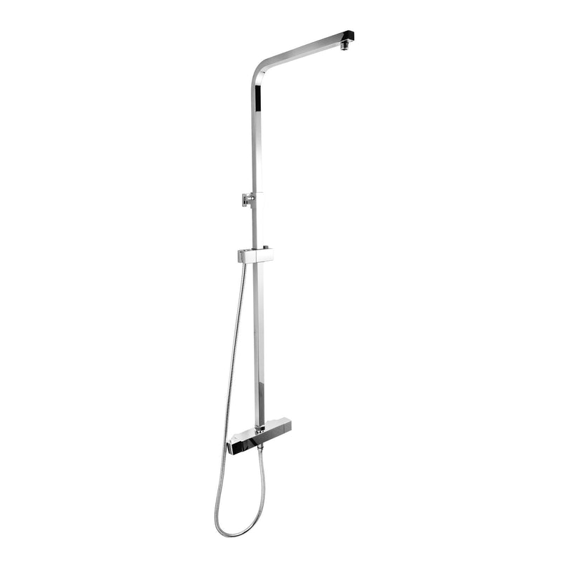 Square Chrome Thermostatic Sliding Twin Shower Rail Bottom Water Inlet