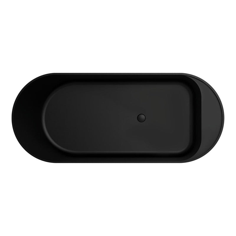 Fienza 1700Mm Minka Solid Surface Freestanding Bathtub Matt Black Oval With Overflow Bathtubs