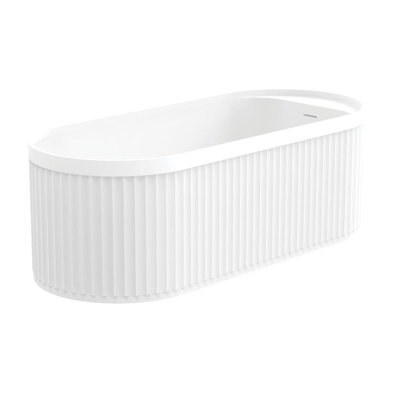 Fienza 1700Mm Minka Solid Surface Freestanding Bathtub Matt White Oval No Overflow Concrete Bathtubs