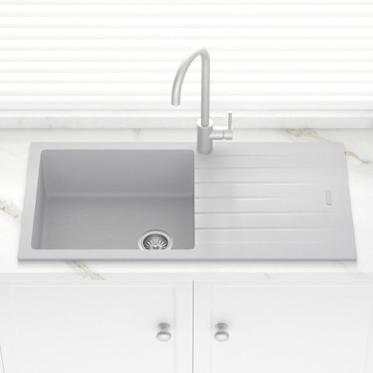 1000X500X200Mm Chroma Quartz Granite Single Bowl Sink With Drain Board For Top/Under Mount In