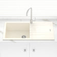 1000X500X200Mm Cream Quartz Granite Single Bowl Sink With Drain Board For Top/Under Mount In Kitchen