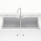 1140X500X230Mm Chroma Quartz Granite Double Bowls Sink For Top/Under Mount In Kitchen Sinks